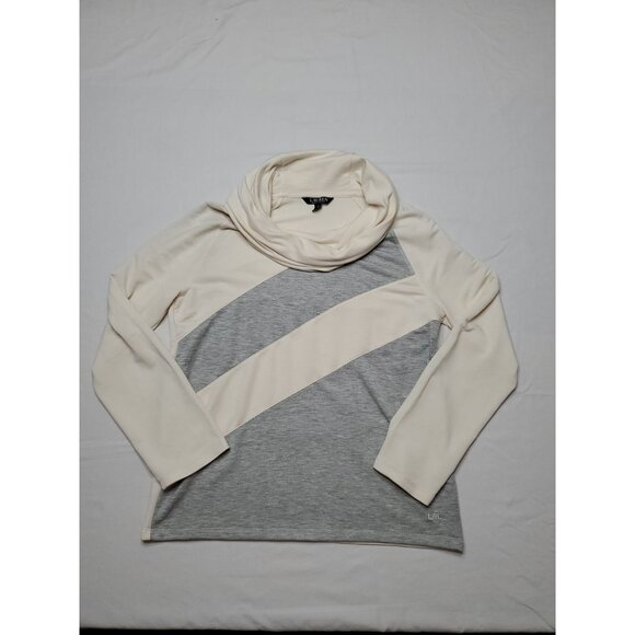 Lauren Ralph Lauren Womens Cowl Neck Size Medium Active Color Block Sweatshirt - Picture 1 of 9